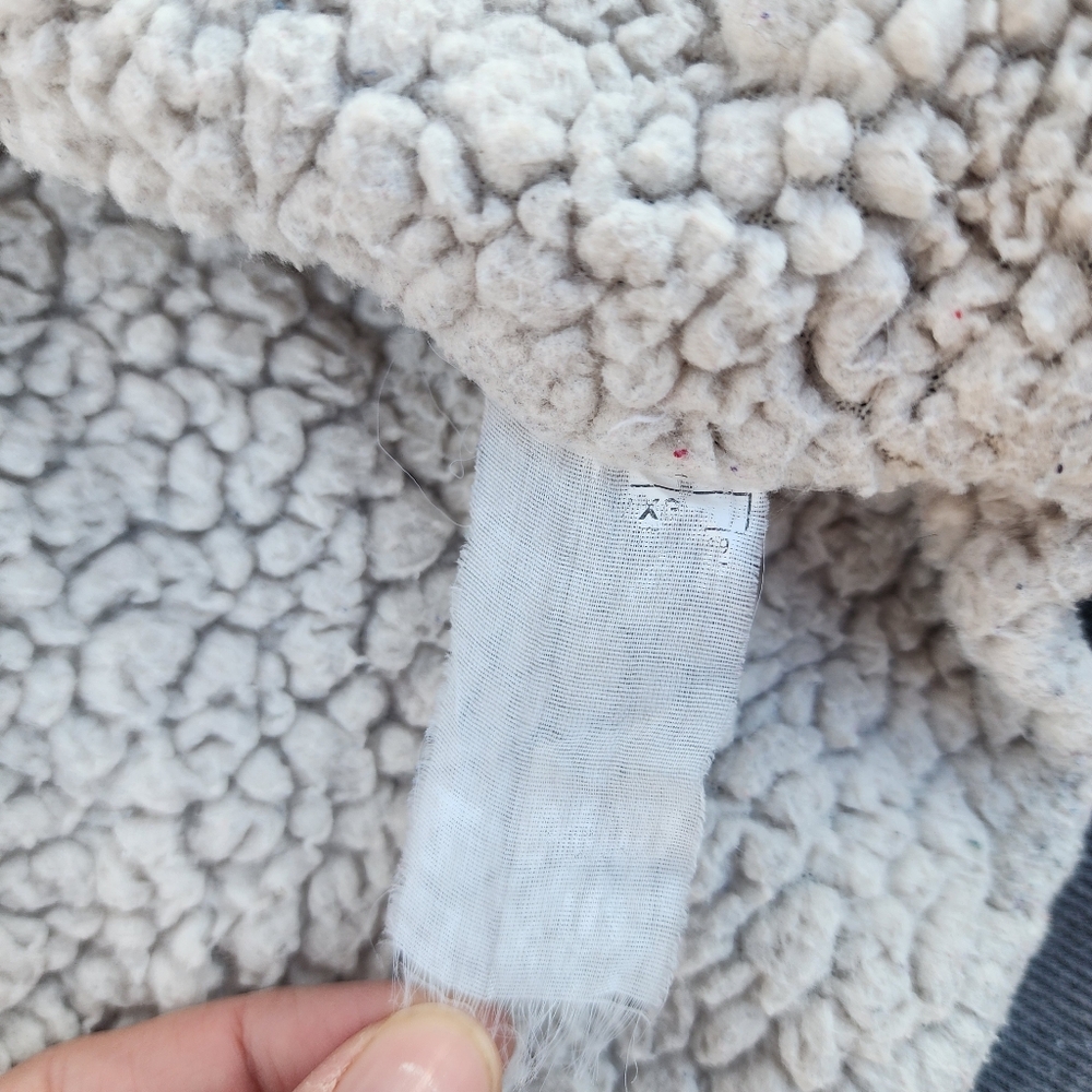 Y2K Quicksilver Gray Quilted Men's Zip Up Hoodie Sherpa Lined Jacket, Sz XL - Picture 7 of 9